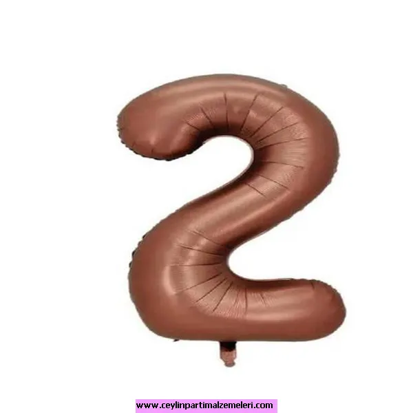 2 Rakam Kahverengi Folyo Balon